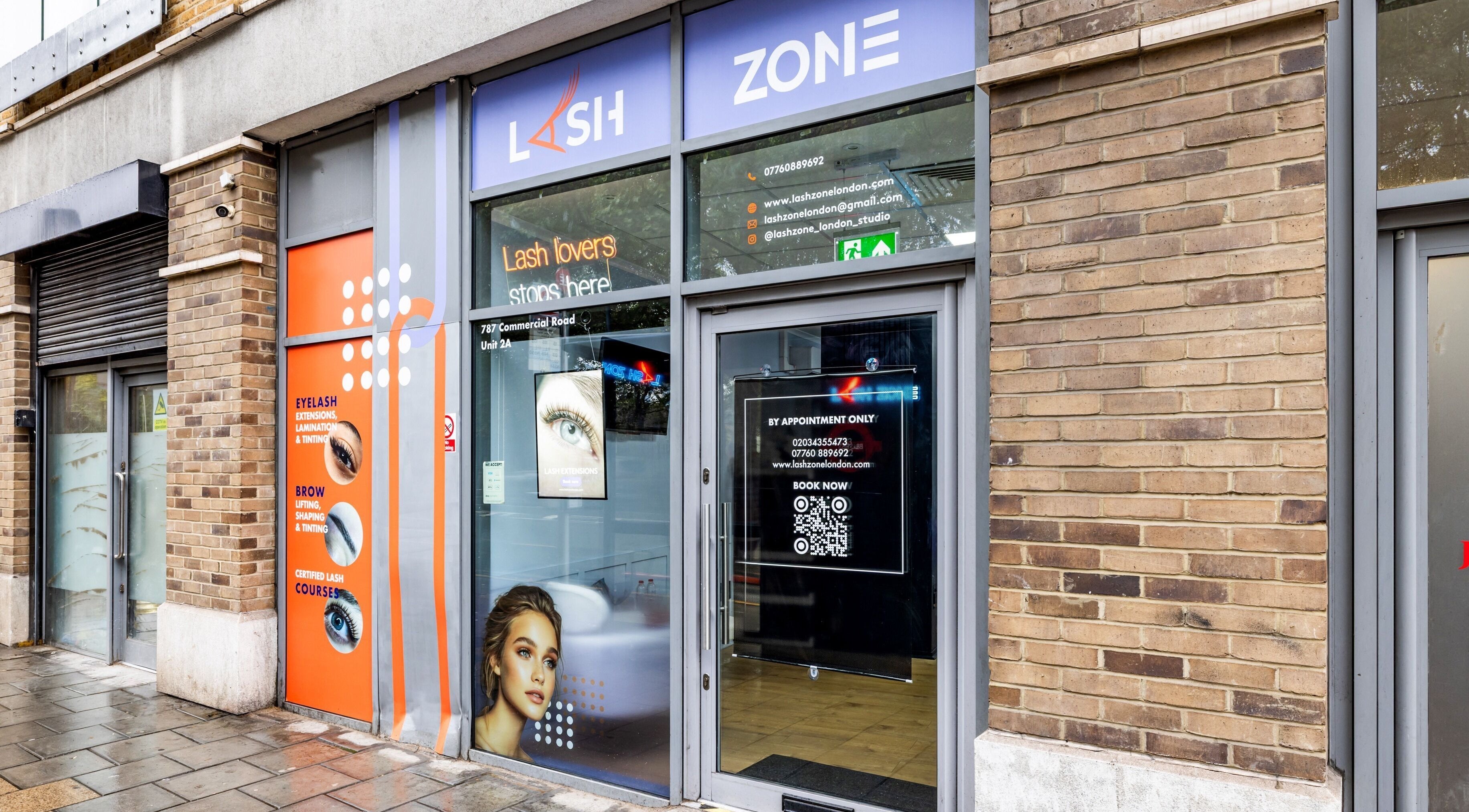 Lash Zone London storefront in London, England, GB. Modern beauty venue offering eyelash services.