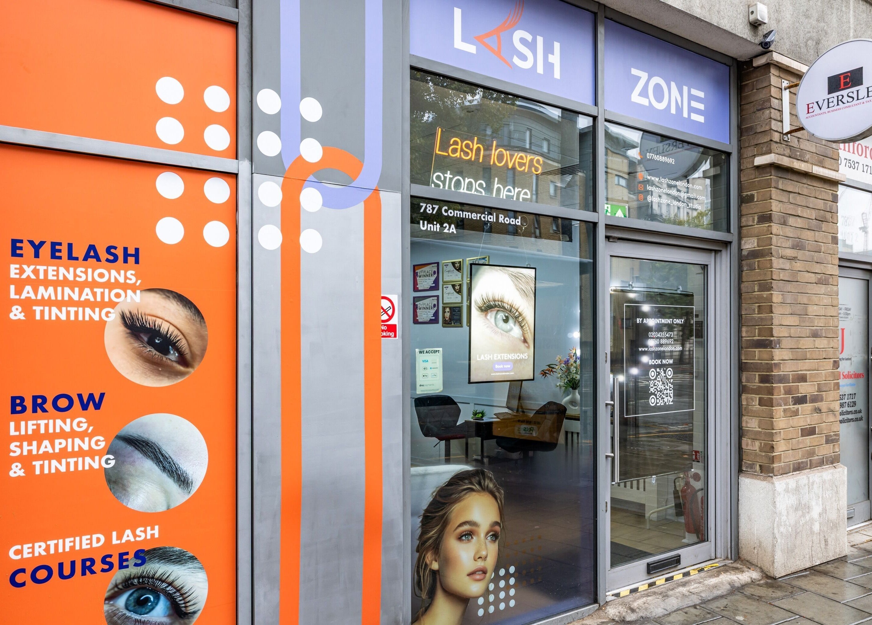 Front of Lash Zone London, offering eyelash and brow services, located in London, England, GB.