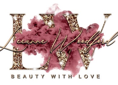 Logo for Leeanne Woodford Beauty With Love located in Crawley, England, GB featuring ornate gold elements.