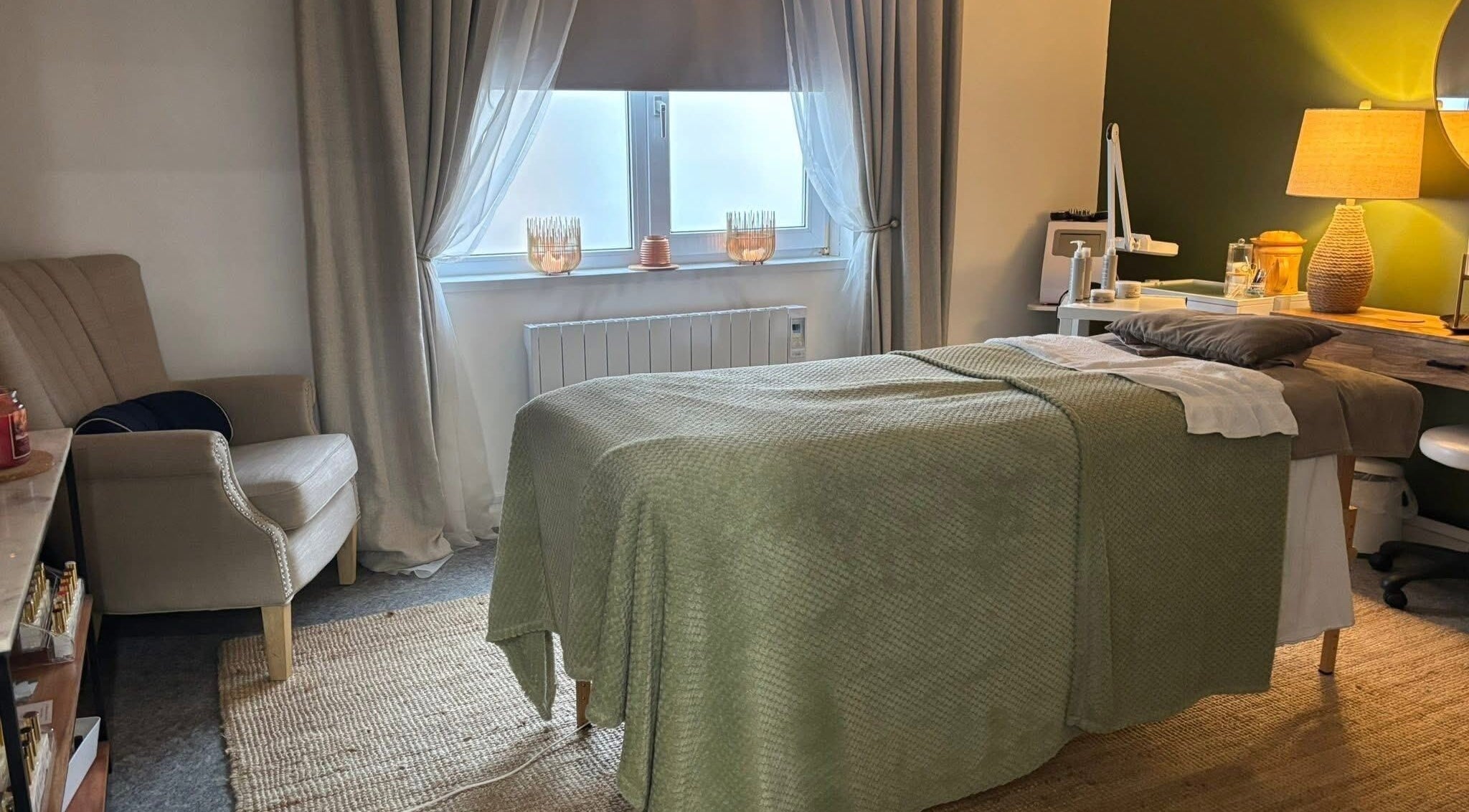 Relaxing treatment room at Kbs Holistic Treatments And Colonic Hydrotherapy in Tiverton, England, GB.