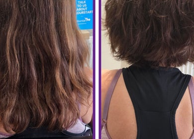 Before and after haircut at Hairalicious, Maldon, England, GB, showcasing a stunning transformation.