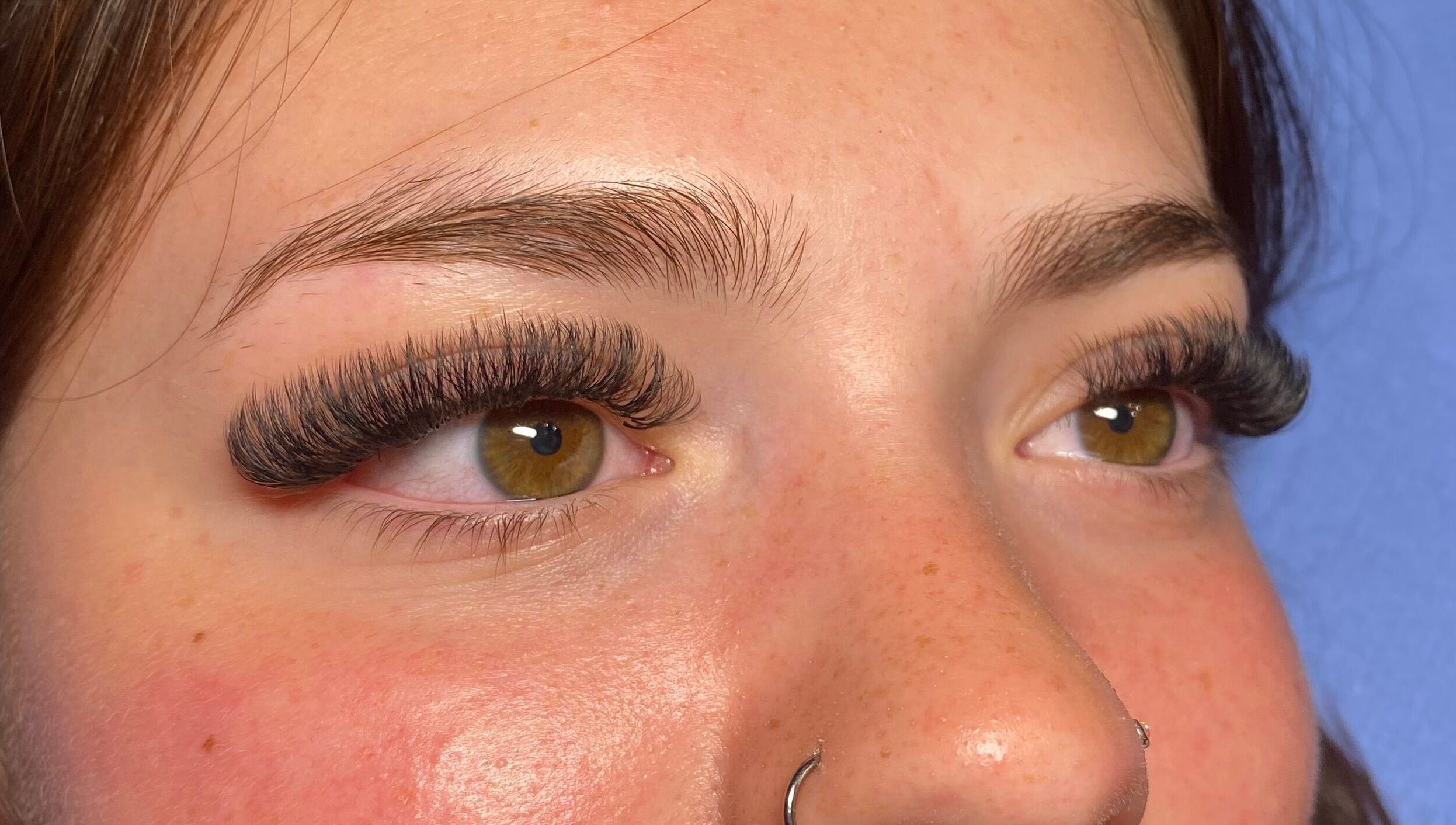 Close-up of enhanced eyelashes at Lash’d by Summer in Bebington, England, GB.