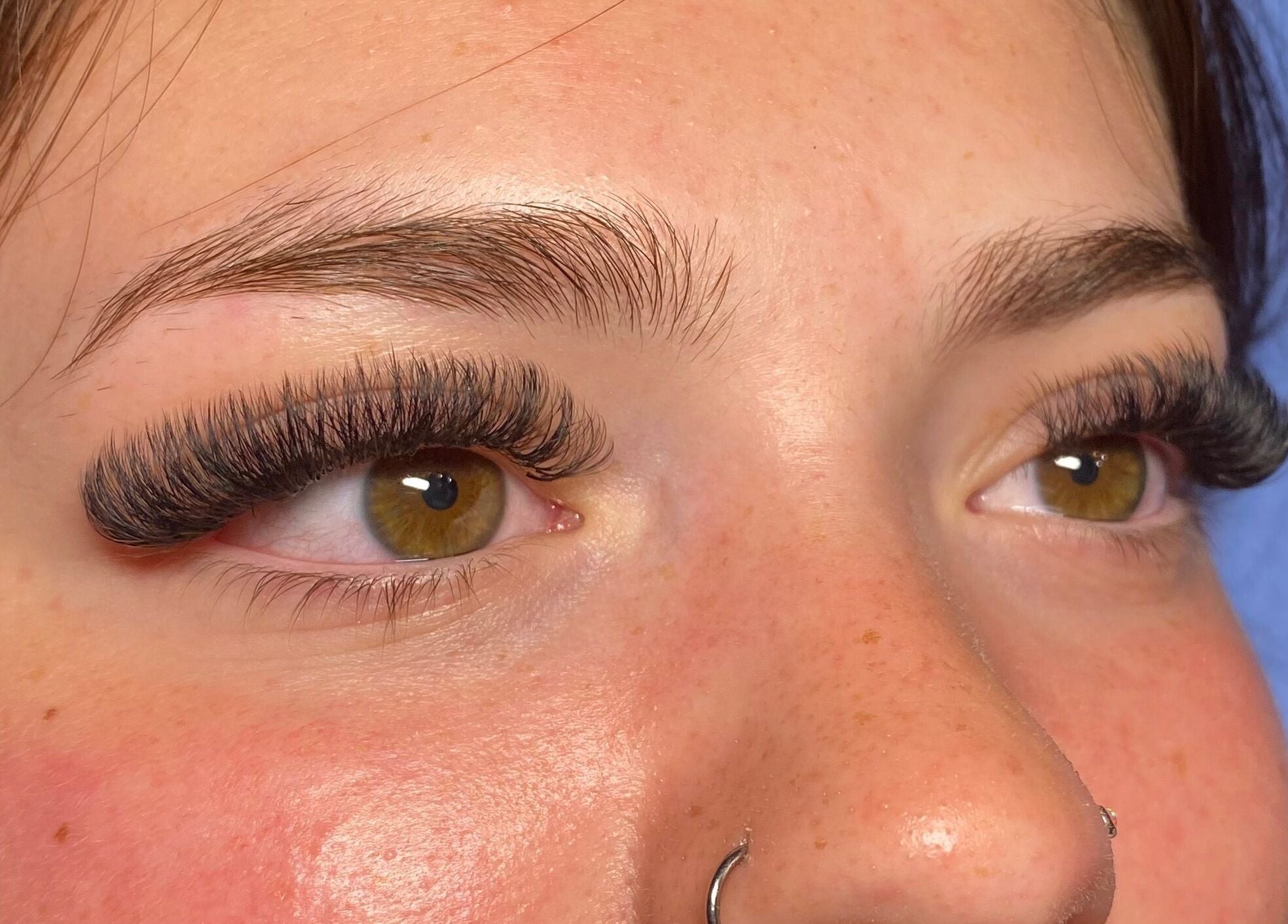 Close-up of enhanced eyelashes at Lash’d by Summer in Bebington, England, GB.
