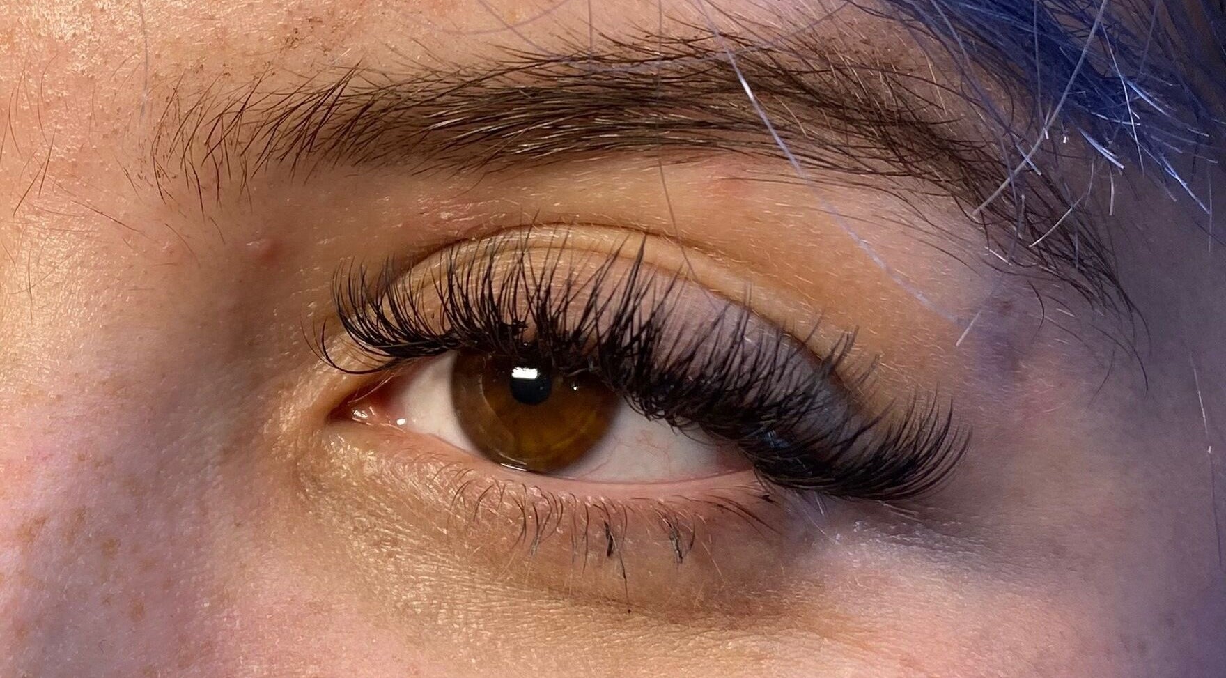 Close-up of eyelash extensions by Lash’d by Summer in Bebington, England, GB showcasing beauty and precision.