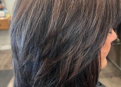 Elegant layered hairstyle at Hair by Alisha -Pine Grove in Pine Grove, California, US.