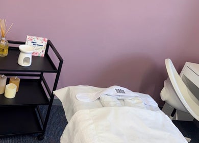 Calming massage room at Recovery Massage & Wellness by Roberta, Lucan, County Dublin, IE.