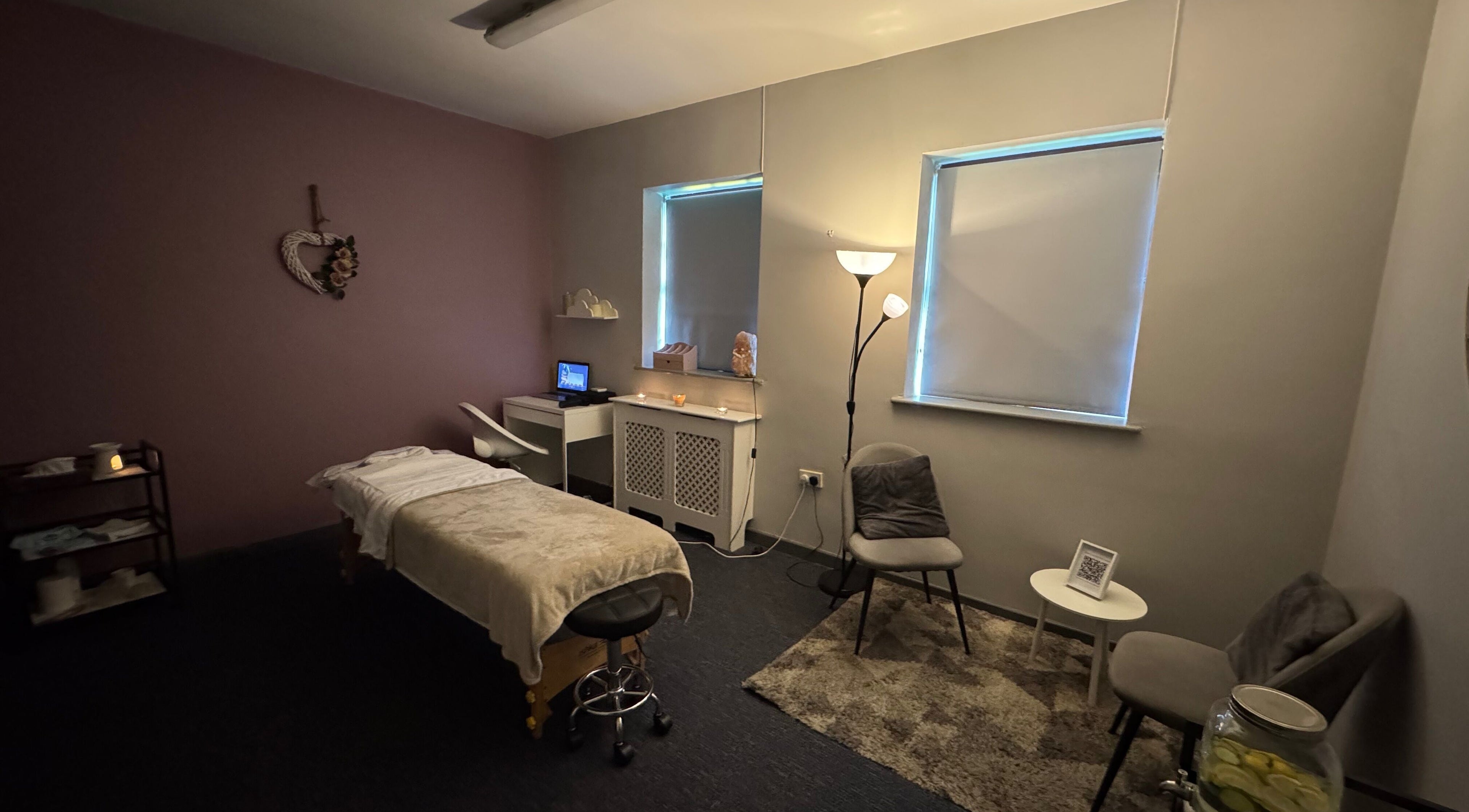 Cozy massage room at Recovery Massage & Wellness by Roberta in Lucan, County Dublin, IE, featuring a massage table.