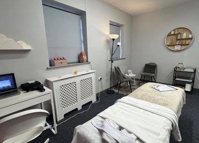 Relaxing massage room at Recovery Massage & Wellness by Roberta, Lucan, County Dublin, IE with calming decor.