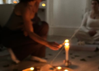 Meditative candlelit session at EyeAmHealing, Wolverhampton, England, GB creates a tranquil ambiance.