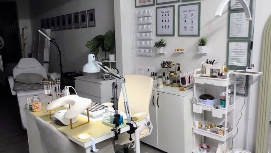 Groovy Gels By Tash salon interior showcasing modern manicure station. Sutton-in-Ashfield, England, GB.