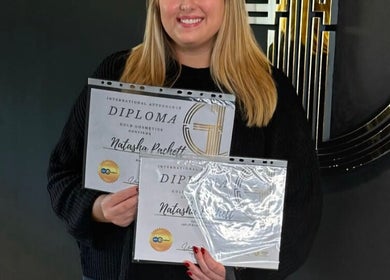 Proud display of diplomas at Groovy Gels By Tash, Sutton-in-ashfield, England, GB.