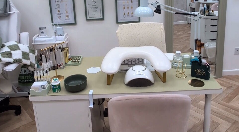 Professional nail station at Groovy Glam By Tash, Sutton-in-ashfield, England, GB, ready for pampering.