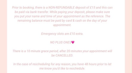 Non-refundable deposit details at leehairuk, London, England, GB. Emergency slots, cancellations, and rescheduling info.