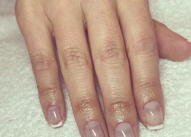Elegant French manicure at Cambridge Beautician, Romsey Town. Located in Cambridge, England, GB.