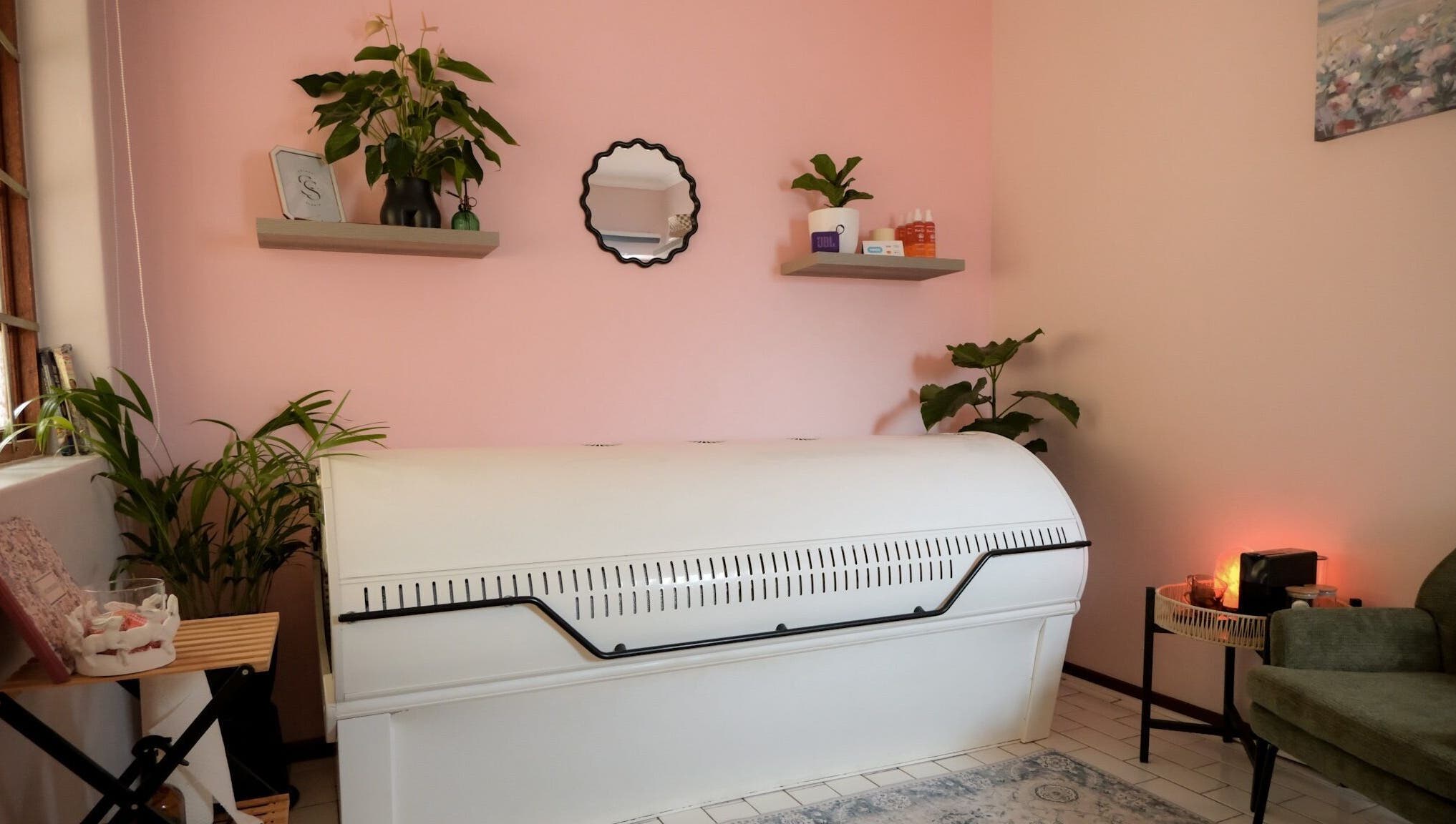 Relaxing wellness room at Solare Studio, Gqeberha, Eastern Cape, ZA with soothing decor and plants.