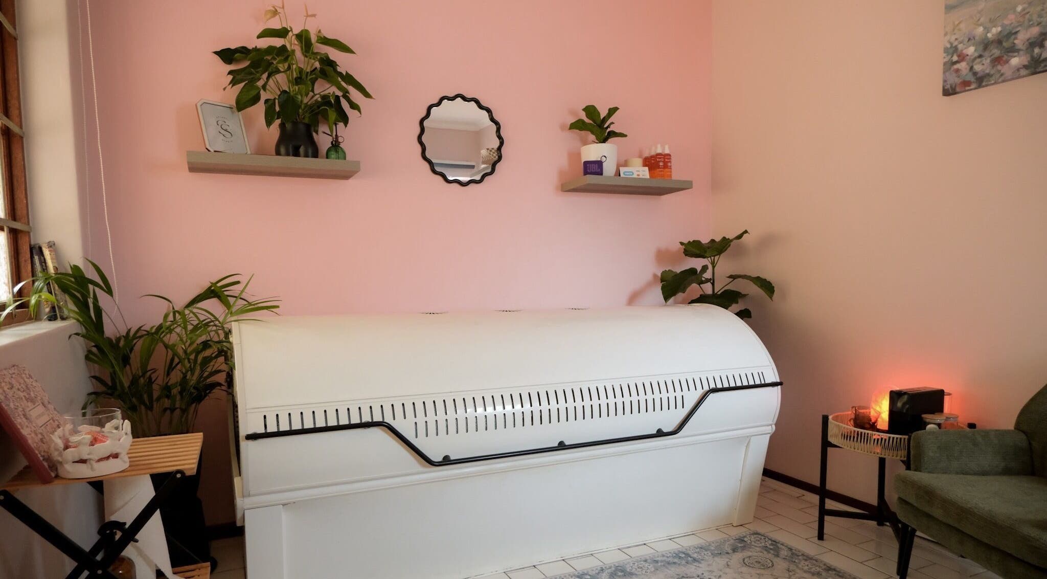 Relaxing wellness room at Solare Studio, Gqeberha, Eastern Cape, ZA with soothing decor and plants.