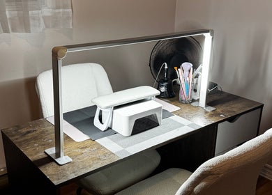 Modern nail station setup at Heils.nails in Brantford, Ontario, CA.