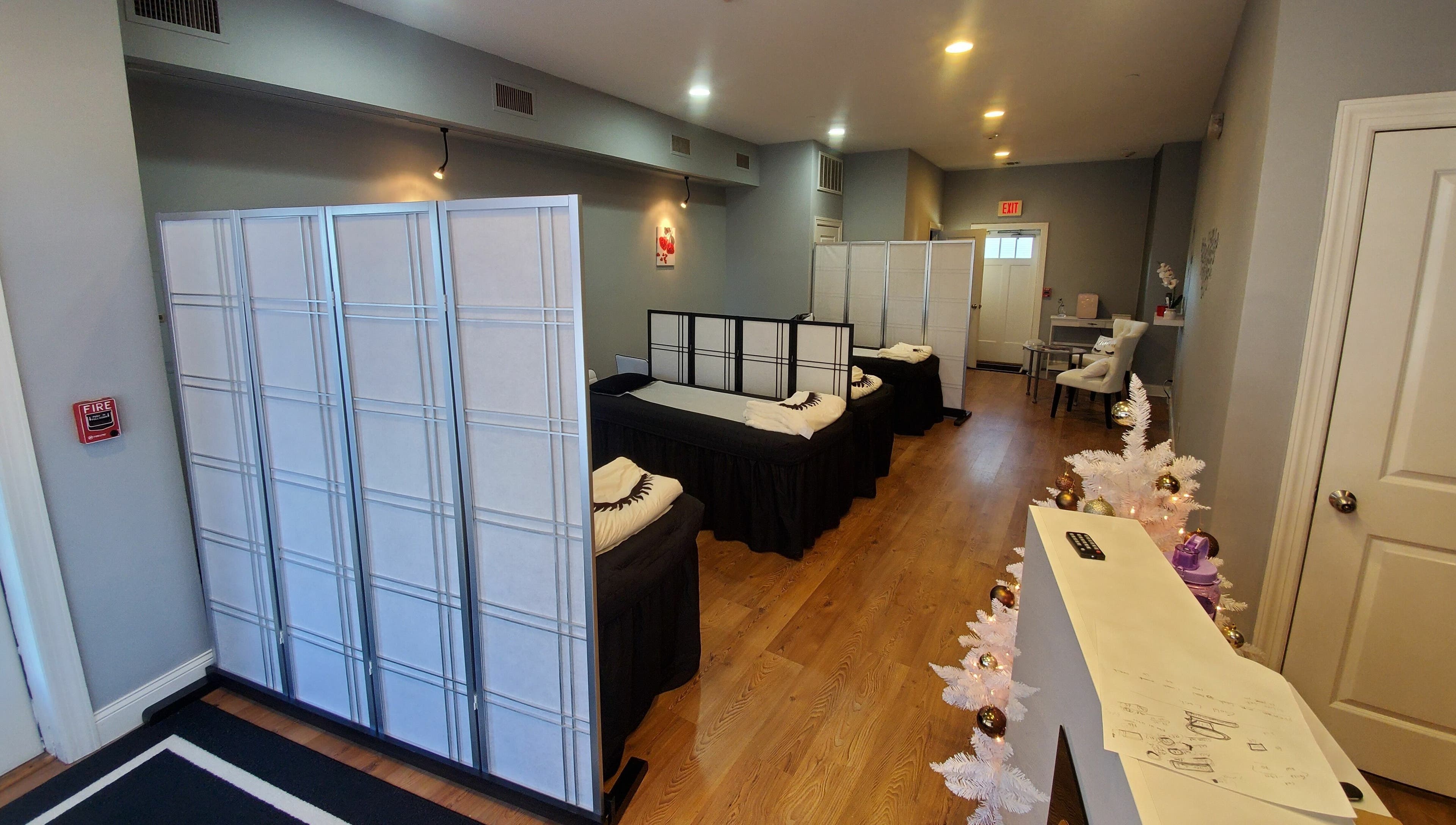 Relaxing treatment rooms at Gold Lash, Syosset, New York, US, offering serene beauty and wellness services.