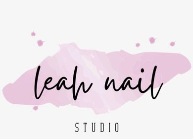 Leah Nail Studio logo with watercolor background in Kirkland, Washington, US.