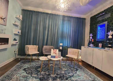 Cozy seating area with elegant decor at Radiance Spa Cary, Cary, North Carolina, US.