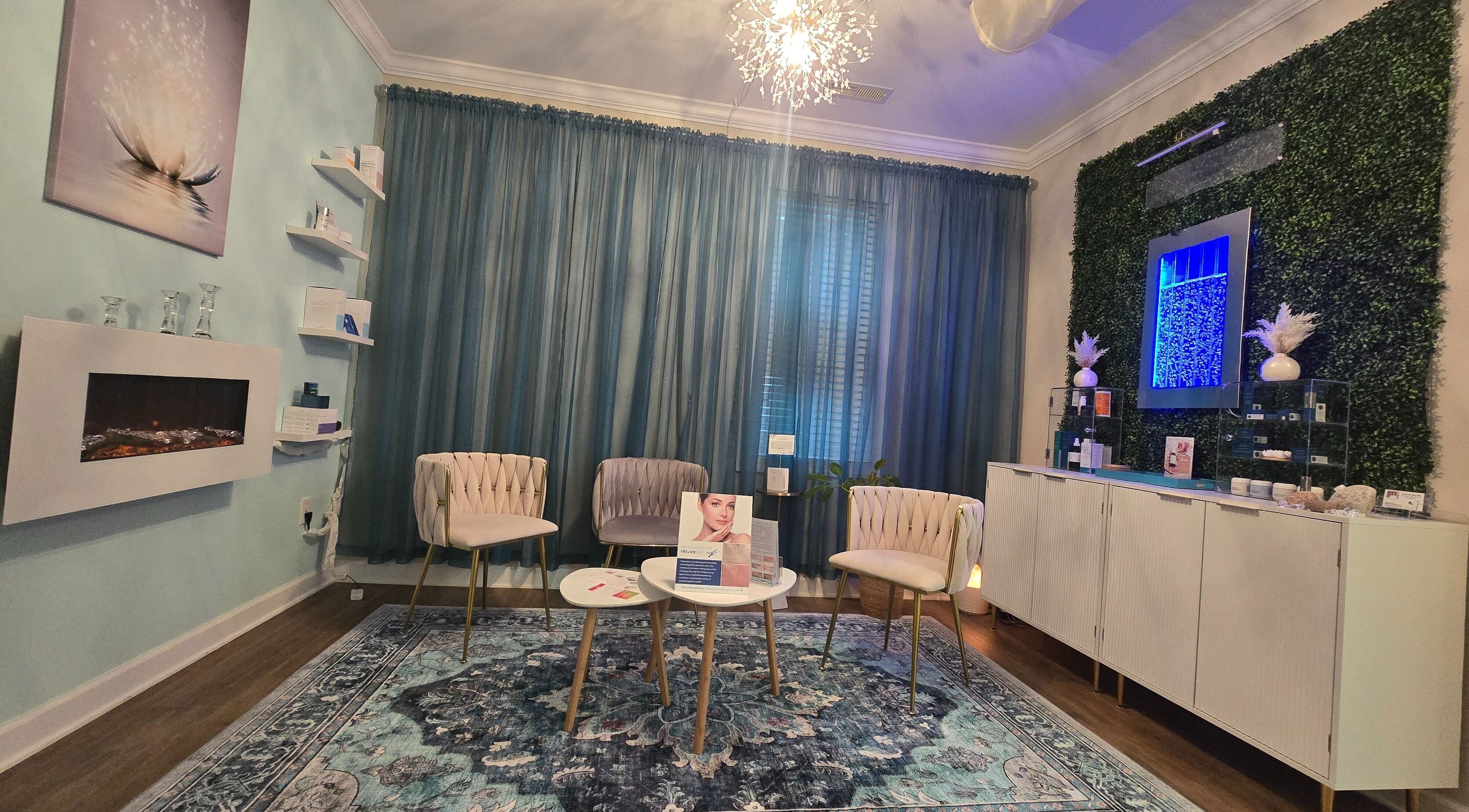 Radiance Spa Cary lounge features plush seating and decor at Cary, North Carolina, US for ultimate relaxation.