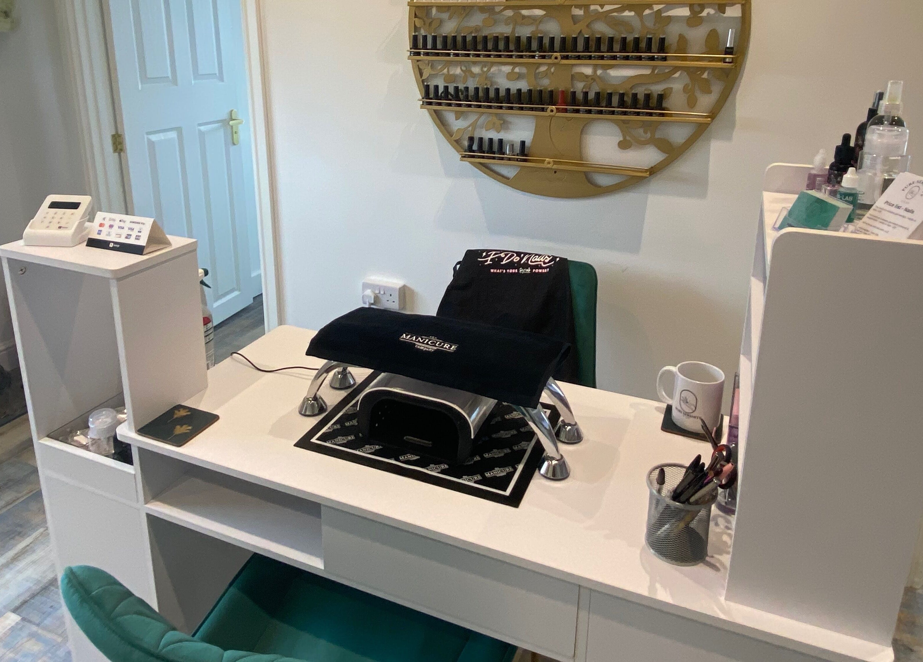 Manicure station at Pure Serenity By Hope, Norwich, England, GB offering a range of nail services.