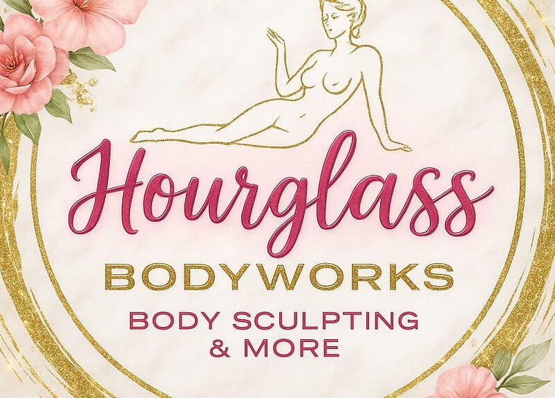 Hourglass BodyWorks logo with floral design in Slidell, Louisiana, US.