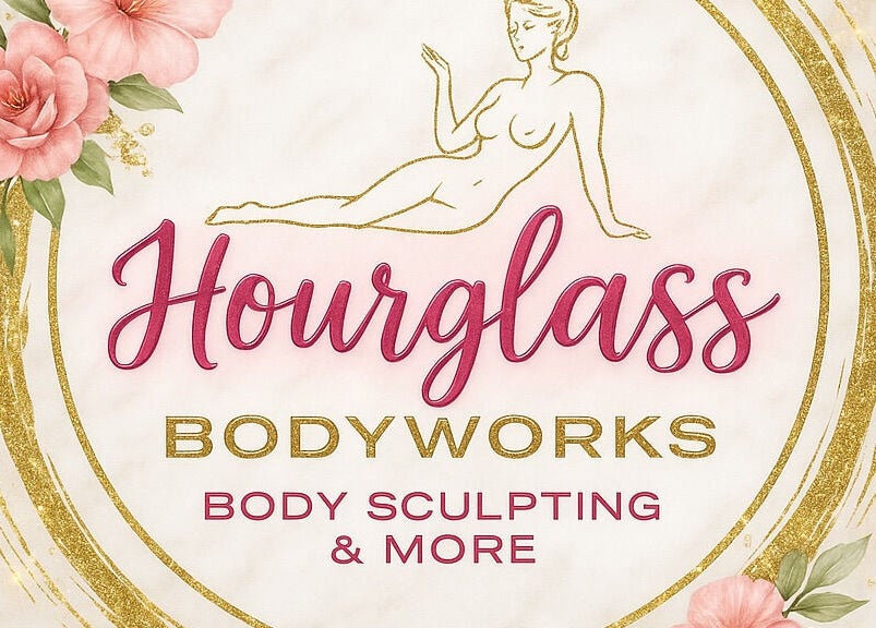 Hourglass BodyWorks logo with floral design in Slidell, Louisiana, US.