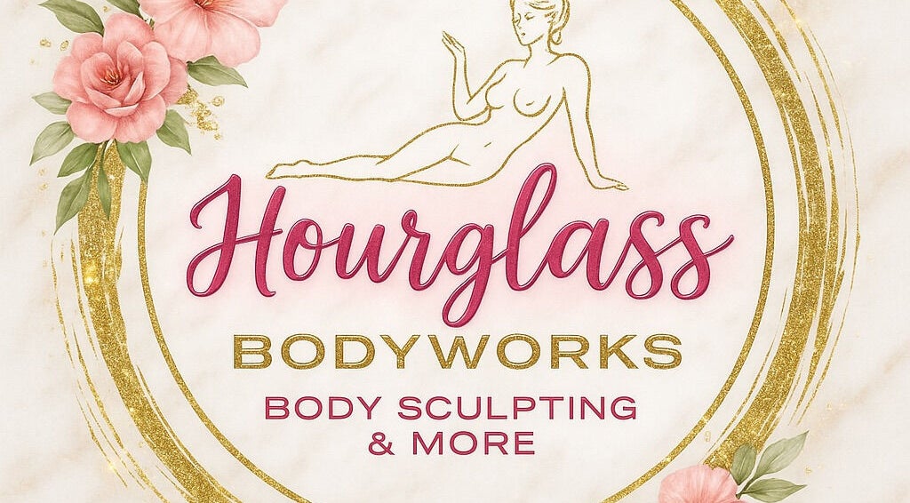Hourglass BodyWorks logo with floral design in Slidell, Louisiana, US.