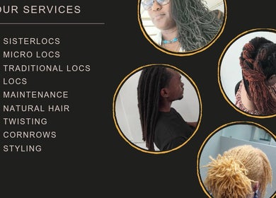 Diverse hair loc styles at Divine Locs & Strands, showcasing services in Gros Islet, Gros Islet, LC.