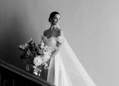 Elegant bride with bouquet at Infinity bridal hair by Maria Plackova, Limerick, County Dublin, IE.
