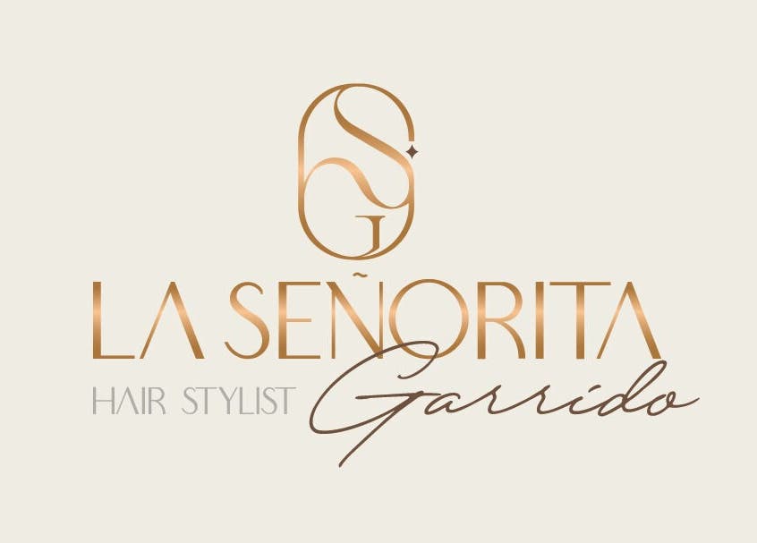 Logotipo elegante de La Señorita Garrido em Montijo, Setúbal, PT, com design sofisticado em dourado.
