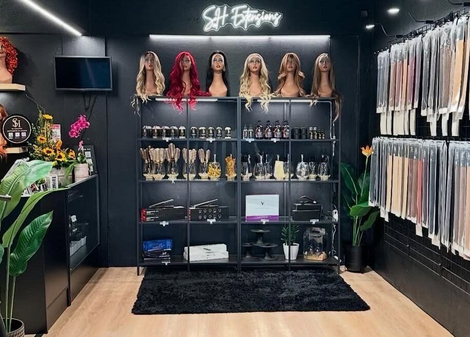 Ghel Stylist salon interior with wigs and hair products in Caguas, Caguas, PR, designed elegantly.