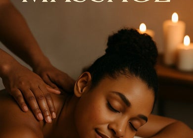 Relaxing massage at Miracle Temple in Michigan, Michigan, US with lit candles creating a calming ambiance.