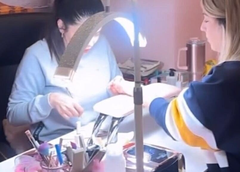 Client receiving nail treatment at Farnooshnail, Norwest, New South Wales, AU.