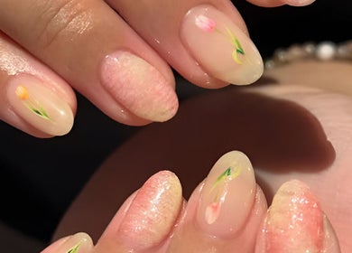 Elegant floral nail art at SolBeauty Studio Newstead, Newstead, Queensland, AU showcasing delicate craftsmanship.