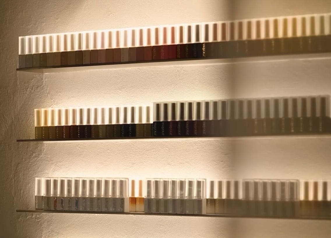 Elegant nail polish display at SolBeauty Studio Newstead, Newstead, Queensland, AU.