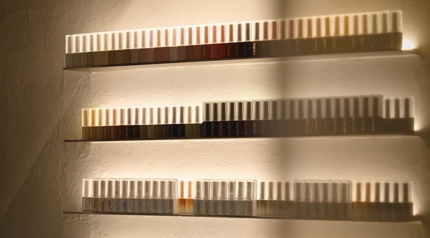 Elegant nail polish display at SolBeauty Studio Newstead, Newstead, Queensland, AU.