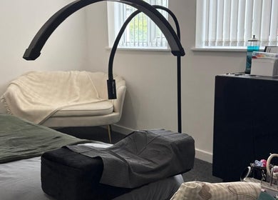 Cozy treatment space at Lancashire Lash, Adlington, England, GB featuring a comfortable lash application setup.