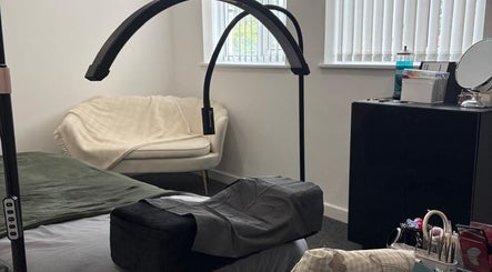 Cozy treatment space at Lancashire Lash, Adlington, England, GB featuring a comfortable lash application setup.