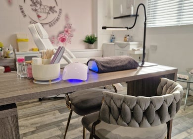 Luxury treatment area at Janie Louise Aesthetics & Beauty in Burton Upon Trent, England, GB with elegant decor.
