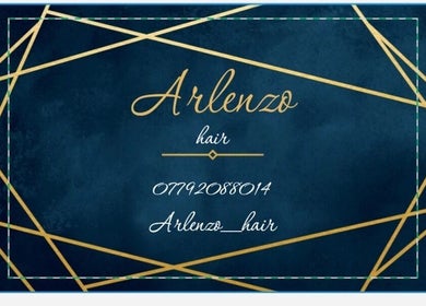 Elegant Arlenzo_hair branding design with contact details in Stafford, England, GB.