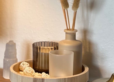 Elegant decor at Sarah Beauté, Colchester, England, GB featuring candles and vases for a serene ambiance.