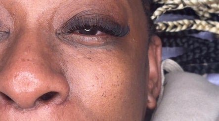 Detailed view of luxurious eyelash extensions at The Beauty Lair (inside Rose and Wild), London, England, GB.
