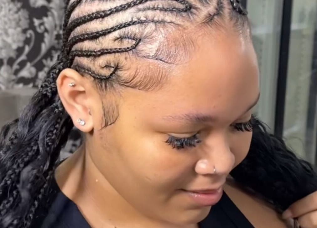 Intricate cornrow braids at Randburg hair salon, Randburg, Gauteng, ZA.
