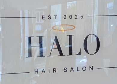 Halo Hair Salon sign in Lowestoft, England, GB at HairbyMichelle_210, est. 2025.
