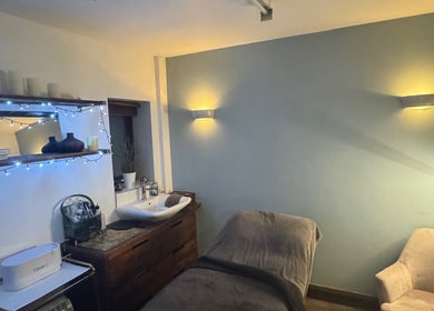 Serenity Beauty & Massage therapy room in Rawmarsh, England, GB with cozy lighting and soothing decor.