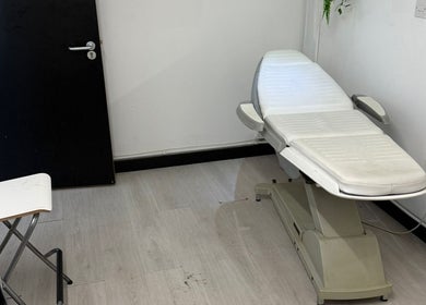 Massage table at Allison Grace Sports Massage Therapist, Skelmersdale, England, GB, calming and minimalist design.