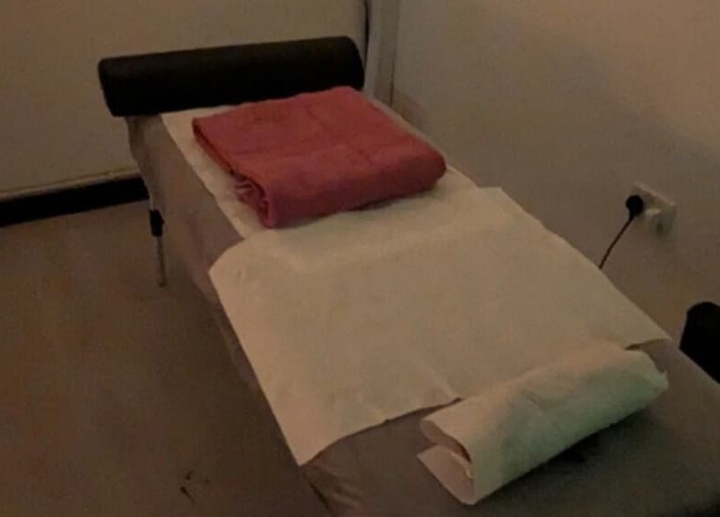 Massage bed setup at Allison Grace Sports Massage Therapist in Skelmersdale, England, GB.