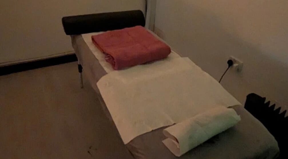 Massage bed setup at Allison Grace Sports Massage Therapist in Skelmersdale, England, GB.